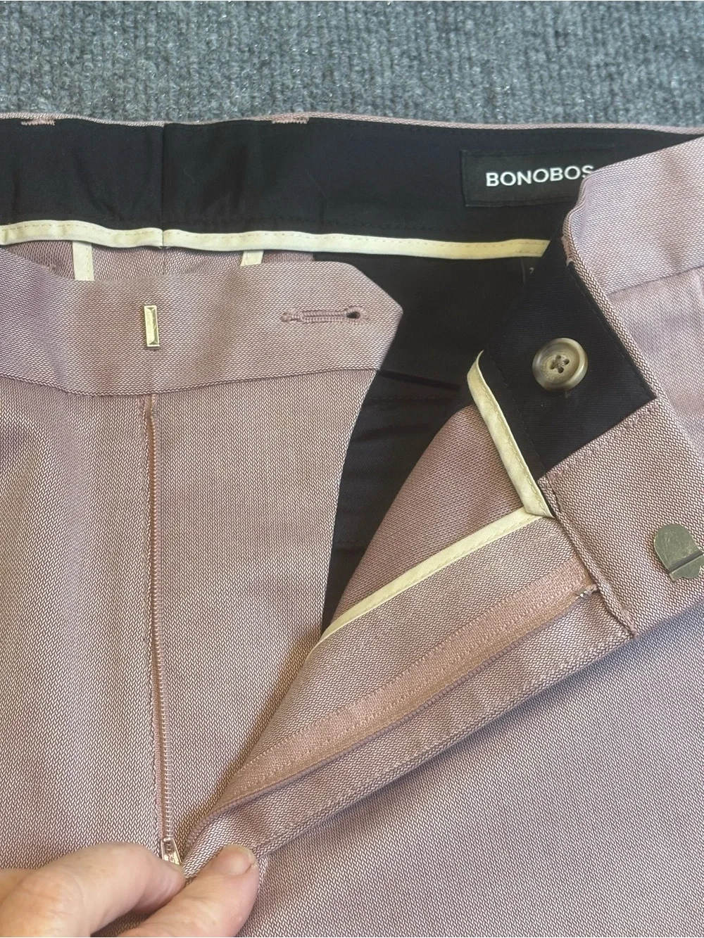 Bonobos Friday Pants Men 34x28 Slim Fit Light Pink Chinos Cotton Stretch EUC